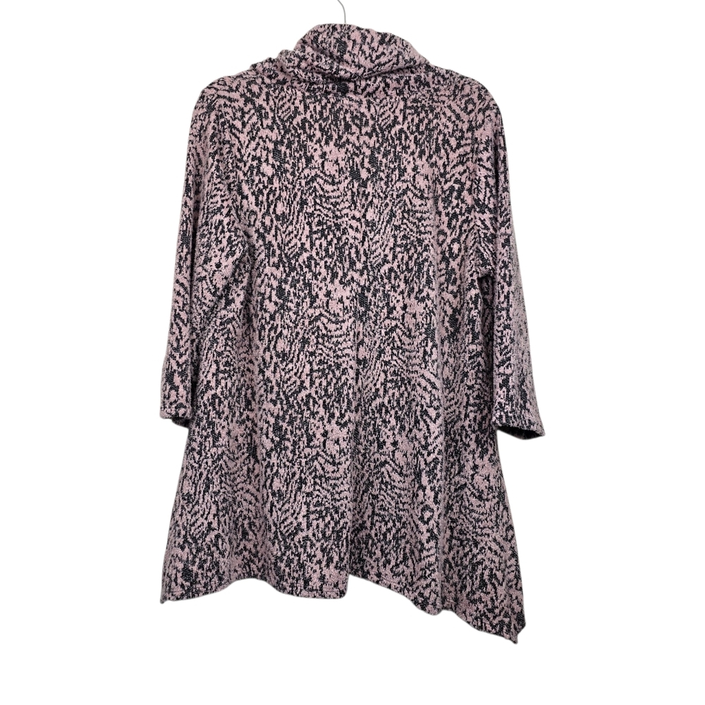 New Directions Womens Pink Black Cowl Neck Fuzzy Knit Sweater Size XL NWT - Picture 4 of 6